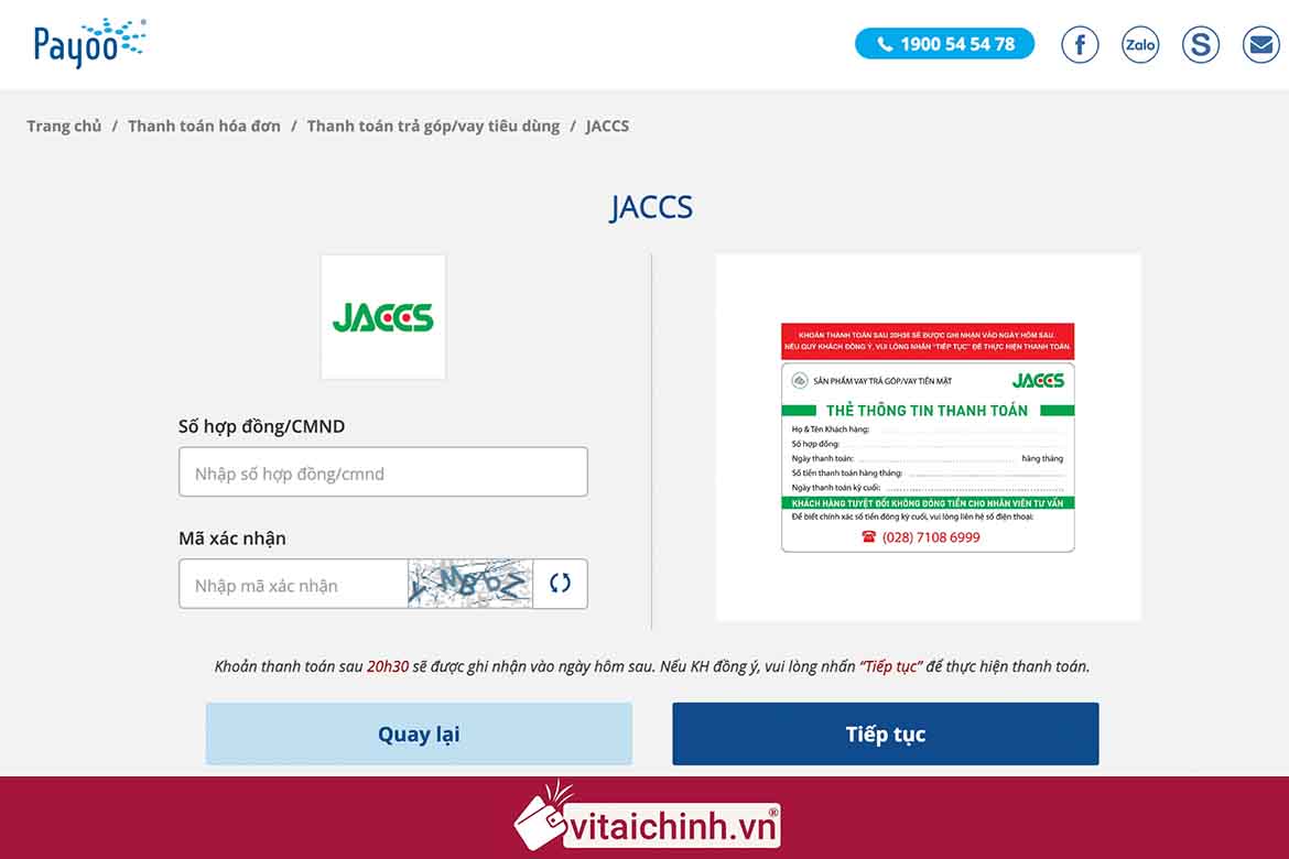Có thể truy cập vào web/ app Payoo để thanh toán khoản vay Jaccs