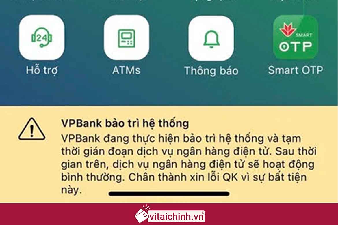 Lỗi bảo trì ở app VPBank NEO