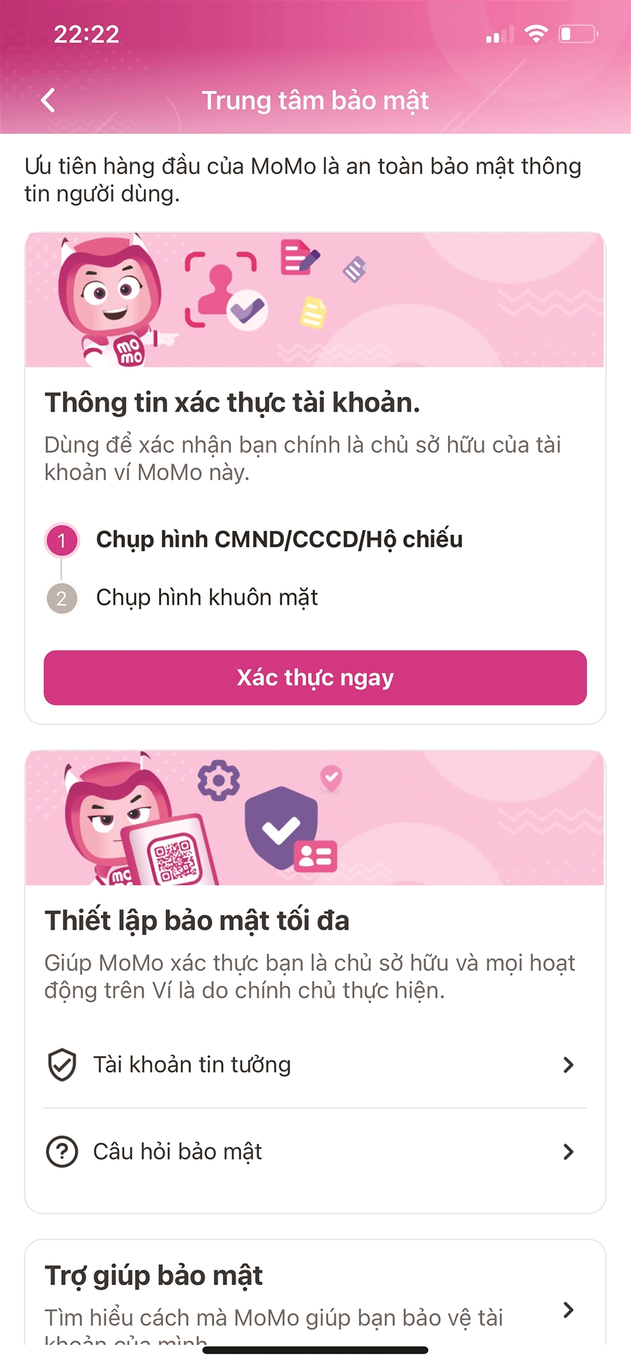 Bảo mật trong Momo