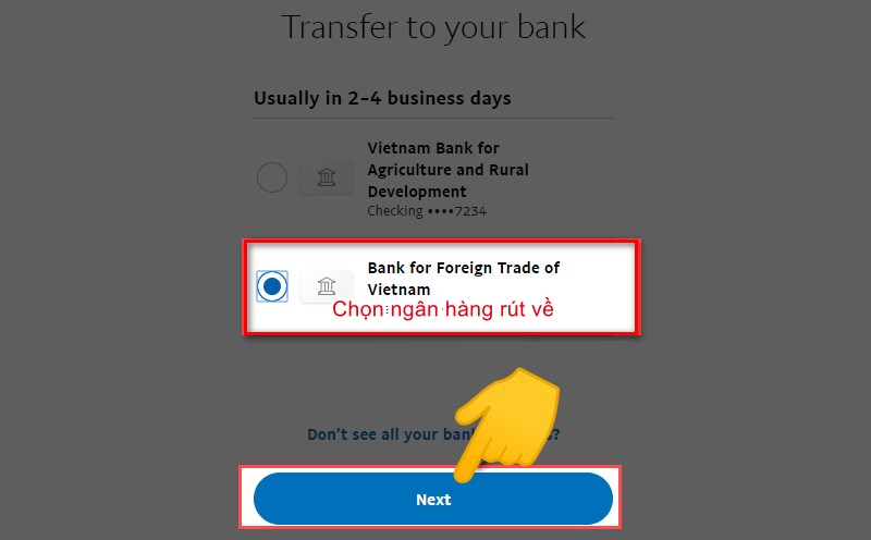 Hướng dẫn rút tiền PayPal về ngân hàng  